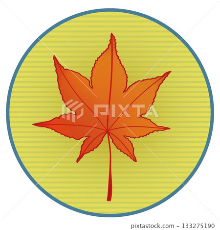 Illustration of autumn maple leaves with a circular background 133275190