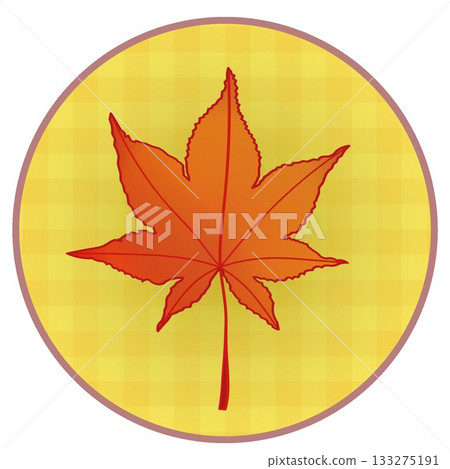 Illustration of autumn maple leaves with a circular background 133275191