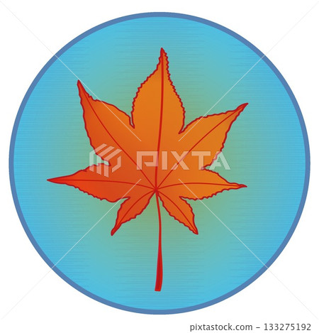 Illustration of autumn maple leaves with a circular background 133275192