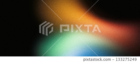 Abstract grainy background, dark vibrant orange blue black color gradient shape noise texture poster banner header wallpaper cover design 133275249