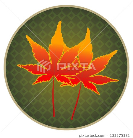 Illustration of autumn maple leaves with a circular background 133275381