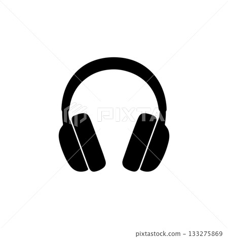 headphones silhouette icon audio music headset sound listening gear illustration 133275869