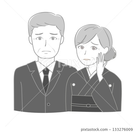 Anxious senior couple in mourning clothes Anxious senior couple in mourning clothes 133276009