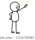 A simple, deformed illustration of a person pointing to the right 133276085