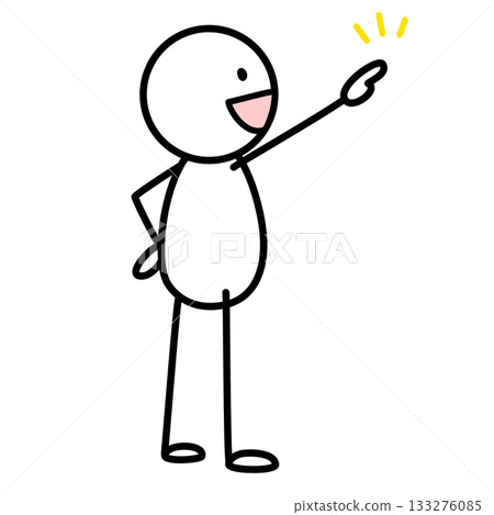 A simple, deformed illustration of a person pointing to the right 133276085