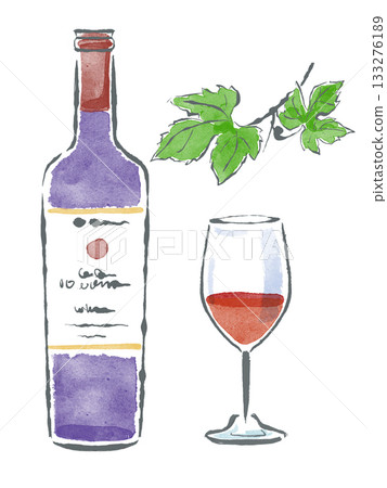 葡萄酒瓶和酒杯插圖,線畫,手繪風格 葡萄酒瓶和酒杯插圖,線畫,手繪風格 133276189