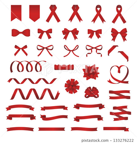 Various ribbon illustration material set 133276222