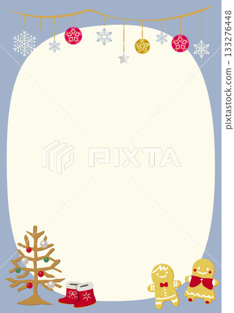 Gingerbread cookies and Christmas ornaments vertical frame 133276448