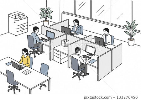 "Open office bird's-eye view" showing the entire floor 133276450