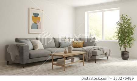 簡樸的住宅房間內部 133276499