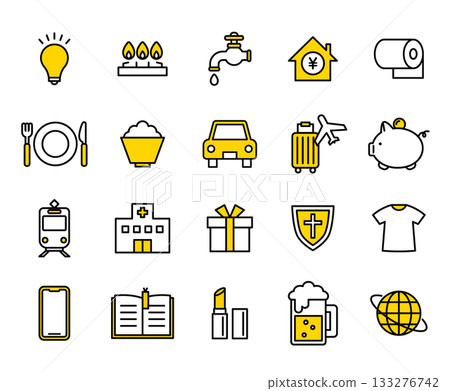 Living expenses breakdown icon illustration set / vector Living expenses breakdown icon illustration set / vector 133276742