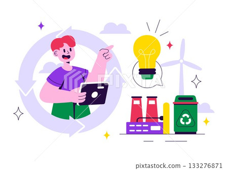 Circular Economy Vector Illustration to Maintain the Value of Products, Raw Materials and Resources by Eliminating Waste and Pollution in a Background 133276871