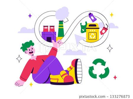 Circular Economy Vector Illustration to Maintain the Value of Products, Raw Materials and Resources by Eliminating Waste and Pollution in a Background 133276873