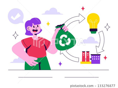 Circular Economy Vector Illustration to Maintain the Value of Products, Raw Materials and Resources by Eliminating Waste and Pollution in a Background 133276877