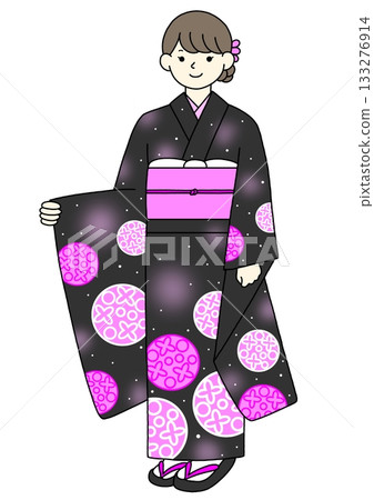 Long-sleeved kimono, black, front Long-sleeved kimono, black, front 133276914