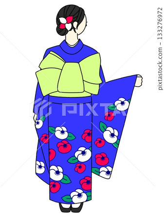 Long-sleeved kimono, blue, back Long-sleeved kimono, blue, back 133276972