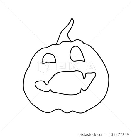 Outline for Coloring of Halloween Pumpkin. One of the Fall Holiday Symbol. Vector Illustration. Outline for Coloring of Halloween Pumpkin. One of the Fall Holiday Symbol. Vector Illustration. 133277259