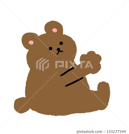 A cute hand-drawn bear silhouette illustration sitting, stretching both arms and lifting something. A cute hand-drawn bear silhouette illustration sitting, stretching both arms and lifting something. 133277344
