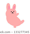 A cute hand-drawn rabbit silhouette illustration leaning against something. 133277345
