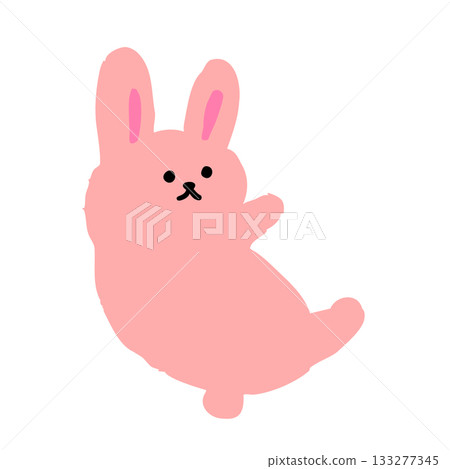 A cute hand-drawn rabbit silhouette illustration leaning against something. A cute hand-drawn rabbit silhouette illustration leaning against something. 133277345