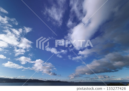 Dynamic morning sky with a variety of clouds, winter, ultra-wide angle, sky-focused, 240226am Dynamic morning sky with a variety of clouds, winter, ultra-wide angle, sky-focused, 240226am 133277426