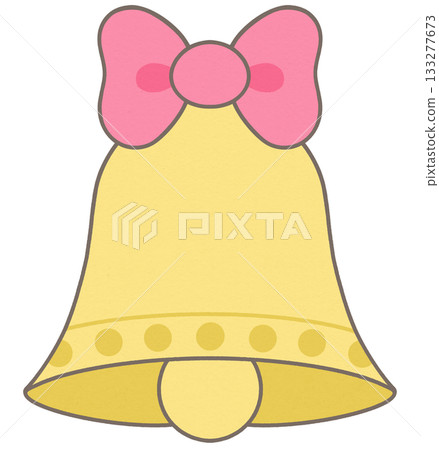 Festive christmas bell ornaments with pink bow 133277673