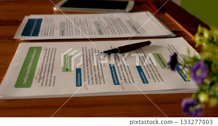 proofreading worksheet on wooden table proofreading worksheet on wooden table 133277803