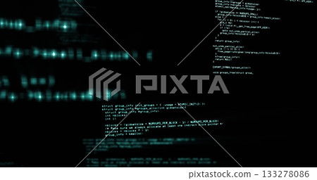 Displaying monospaced code text inside terminal window, floating blurred turquoise data patterns Displaying monospaced code text inside terminal window, floating blurred turquoise data patterns 133278086
