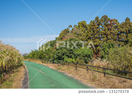 Biwako Yoshibue Road, a cycling road along Lake Nishinoko, Omihachiman City, Shiga Prefecture 133278378