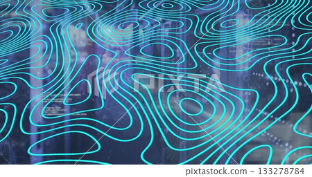 Displaying turquoise contours over blurred trunks in woodland, with code snippets and data markers 133278784
