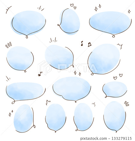 Cute watercolor speech bubbles, hand-drawn 133279115