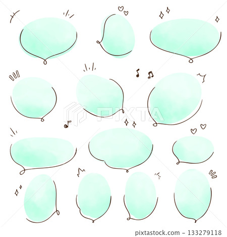 可愛的水彩對話框，手繪的 133279118