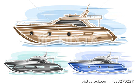 Vector Motor Boat Set 133279227