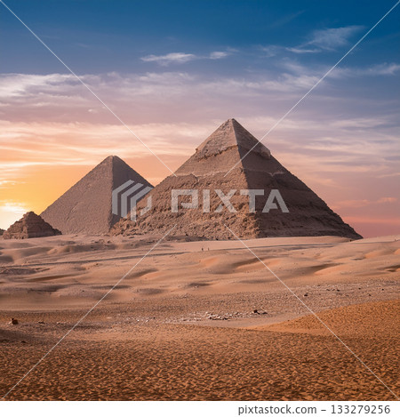 Pyramid in the desert 133279256