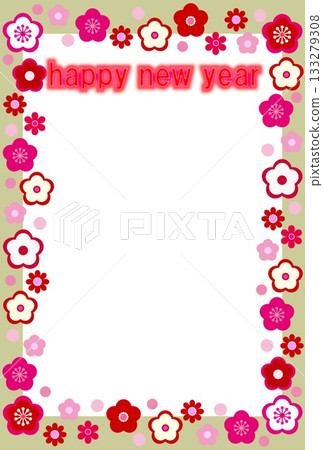 Plum blossom frame white space New Year's card material Plum blossom frame white space New Year's card material 133279308
