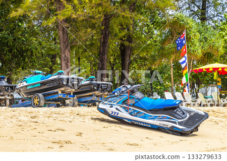 Jet ski jetski in turquoise blue water Patong Beach Thailand. 133279633
