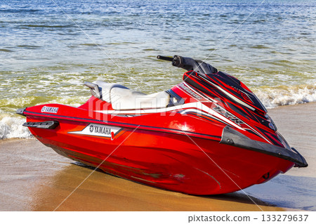 Jet ski jetski and turquoise blue water Patong Beach Thailand. 133279637