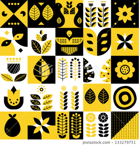 abstract yellow and black banner, poster, cover, or postcard. geometry Modern scandinavian style, background abstract yellow and black banner, poster, cover, or postcard. geometry Modern scandinavian style, background 133279751
