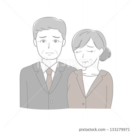 Senior men and women in suits who are depressed Senior men and women in suits who are depressed 133279971