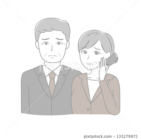 Senior men and women in anxious suits Senior men and women in anxious suits 133279972