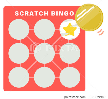 刮刮樂賓果卡和硬幣 133279980