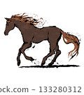 水墨畫風格奔馬（棕色） 133280312