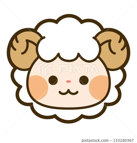 可愛的綿羊臉圖標 133280367