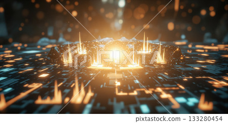 Minimalistic business graphs and flowing data points highlighting clarity and transparency in decision-making. Minimalistic business graphs and flowing data points highlighting clarity and transparency in decision-making. 133280454
