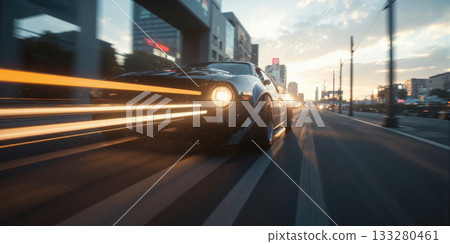 Abstract metallic shapes shifting across the canvas, representing the power and flexibility of modern business solutions. 133280461