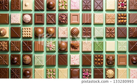 《AI image》Luxury chocolates neatly arranged 133280993