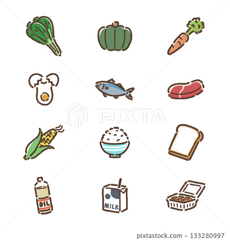 Food illustration set, full color 133280997