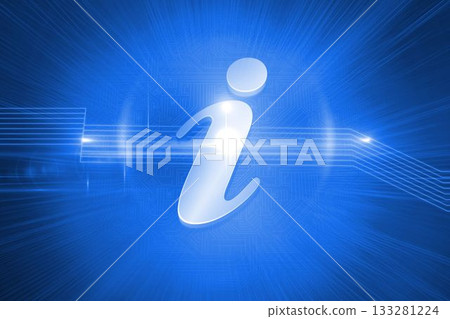 Shiny information icon on blue background 133281224