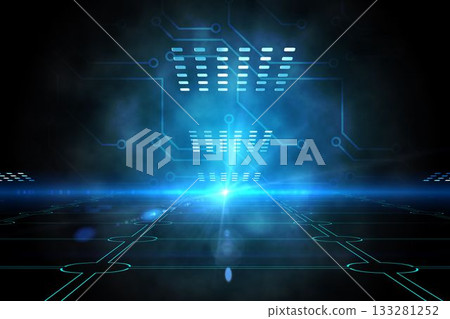 Technological black background with blue light Technological black background with blue light 133281252
