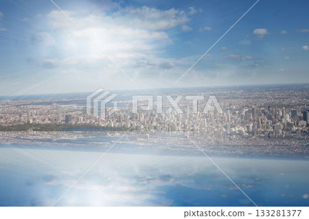 Room with large window looking on city Room with large window looking on city 133281377